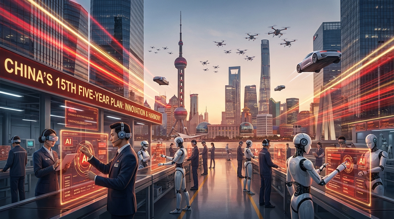 China's 15th Five-Year Plan Targets 90% AI Integration, Humanoid Robots, and Flying Cars by 2030